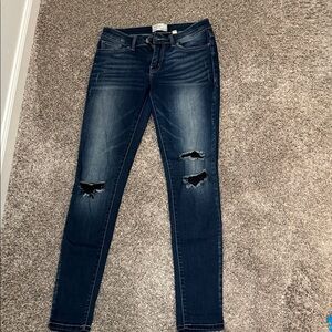 BKE Dark Blue Distressed Skinny Jeans